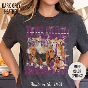 Custom Retro Dog Bootleg Shirt, Dog Mom Shirt, Dog Bootleg Retro 90&#39;s Tee, Custom Pet Photo, Custom Pet Portrait, Pet Lovers Gift, T1435