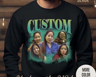Custom Your Own Bootleg Tee, Retro Custom Bootleg Rap Tee, Custom Photo Sweatshirt, Insert Your Design Vintage Graphic 90s Sweatshirt, S1381