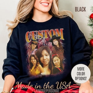 Custom Bootleg Rap Sweatshirt, Vintage Graphic 90s Custom Photo Sweatshirt, Custom Photo Sweatshirt, Sweatshirt Gift For Lover Rap, S1327