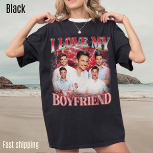 Chemise J'aime mon petit ami, t-shirt rap bootleg personnalisé, chemise I Love My bf, chemises couples, personnalisé j'aime mon petit ami, cadeau petit ami, CC1628