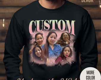 Custom Your Own Bootleg Tee, Retro Custom Bootleg Rap Tee, Custom Photo Sweatshirt, Insert Your Design Vintage Graphic 90s Sweatshirt, S1383