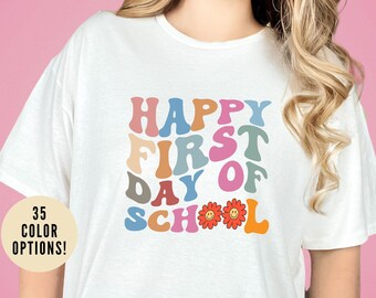 Camisa de primer día de clase, camisa de feliz primer día de escuela, camisa de regreso a la escuela, camisa de maestro retro, T502