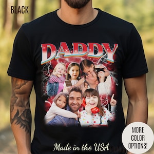 Custom Bootleg Rap Daddy Tee, Custom Photo Daddy Shirt, Dad Shirt With Kid Face Photos, Custom Father&#39;s Day Gift Personalized Father, T1649