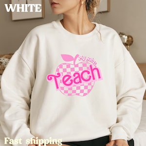 My Job is Teach Sweatshirt, Trendy Teacher Sweatshirt, Retro Back to school, Teacher Appreciation, Checkered Teacher Sweatshirt, S736