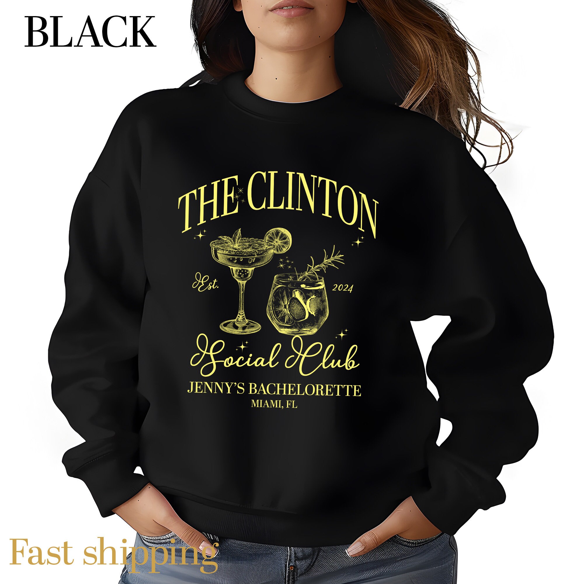 Custom Social Cocktail Club Bachelorette Crewneck Sweatshirt, Charleston Bachelorette, Custom Name Wedding Party, Bridal Party Gifts 2 S1557