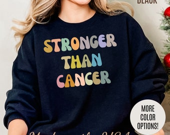 Sweat-shirt plus fort que le cancer, sweat-shirt guerrier du cancer, sweat-shirt survivant du cancer, sweat-shirt de sensibilisation au cancer du sein, S1458