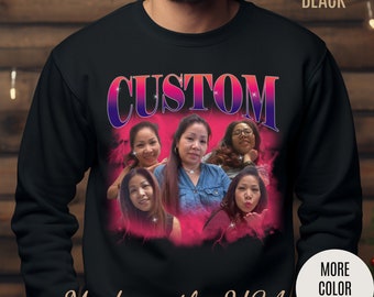 Custom Your Own Bootleg Tee, Retro Custom Bootleg Rap Tee, Custom Photo Sweatshirt, Insert Your Design Vintage Graphic 90s Sweatshirt, S1380