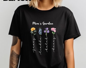 Boho Floral Shirt, Custom Birth Month Flowers Shirt, Custom Moms Garden Shirt, Grandmas Garden Sign Shirt, Birth Month Flower Shirt, 8 T1610