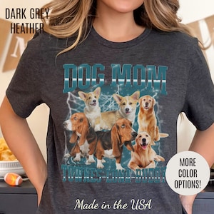 Custom Retro Dog Bootleg Shirt, Dog Mom Shirt, Dog Bootleg Retro 90&#39;s Tee, Custom Pet Photo, Custom Pet Portrait, Pet Lovers Gift, T1434