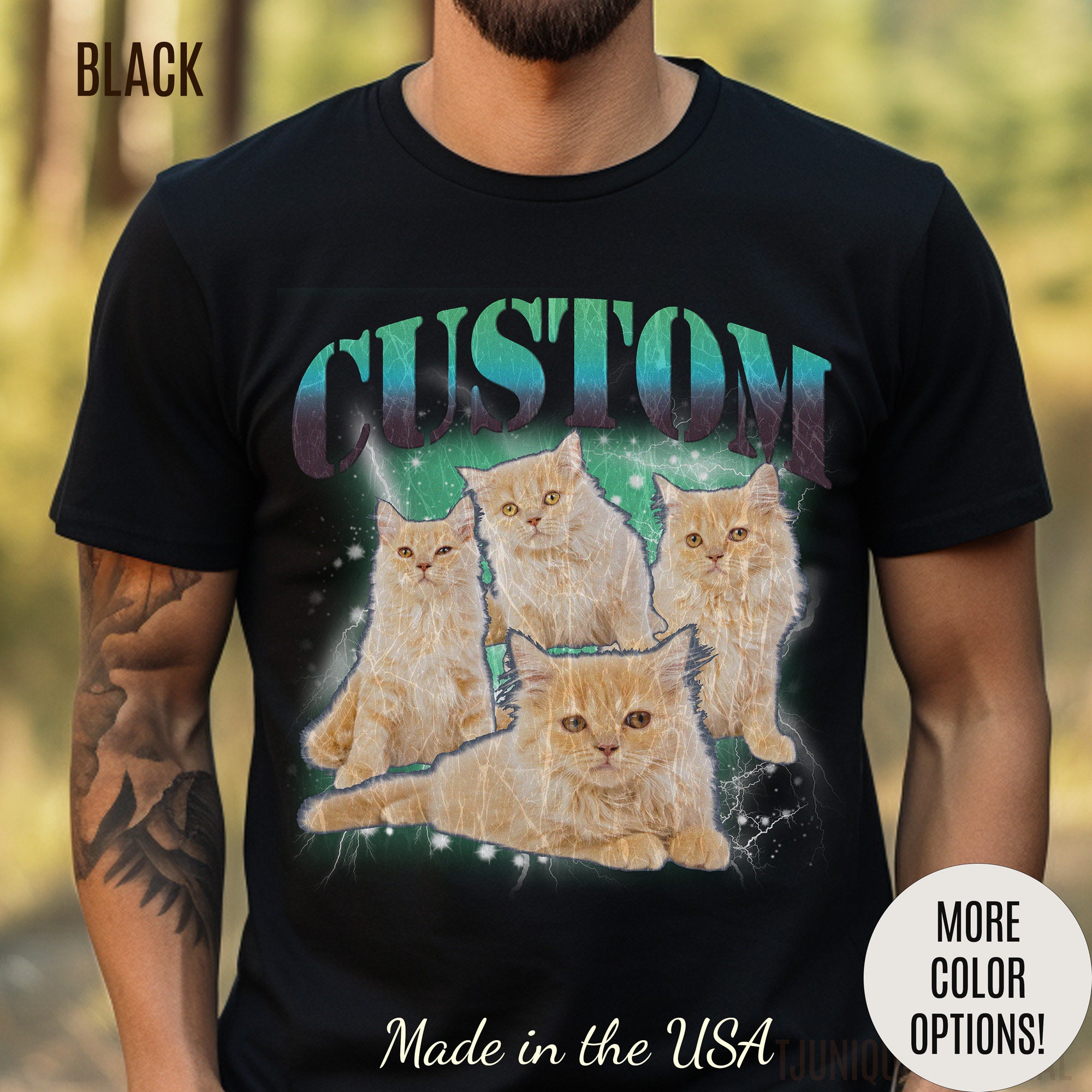 レトロカスタム猫のブートレッグTシャツ、カスタム猫シャツ、カスタム
