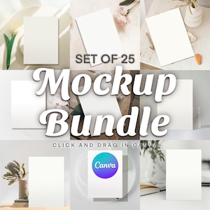 5x7 Invitation Mockup Bundle 25, Invite Card Mockup, 5x7 Minimalist Invitation Mockup, Blank Greeting Card Template Canva,Card Mockup Bundle