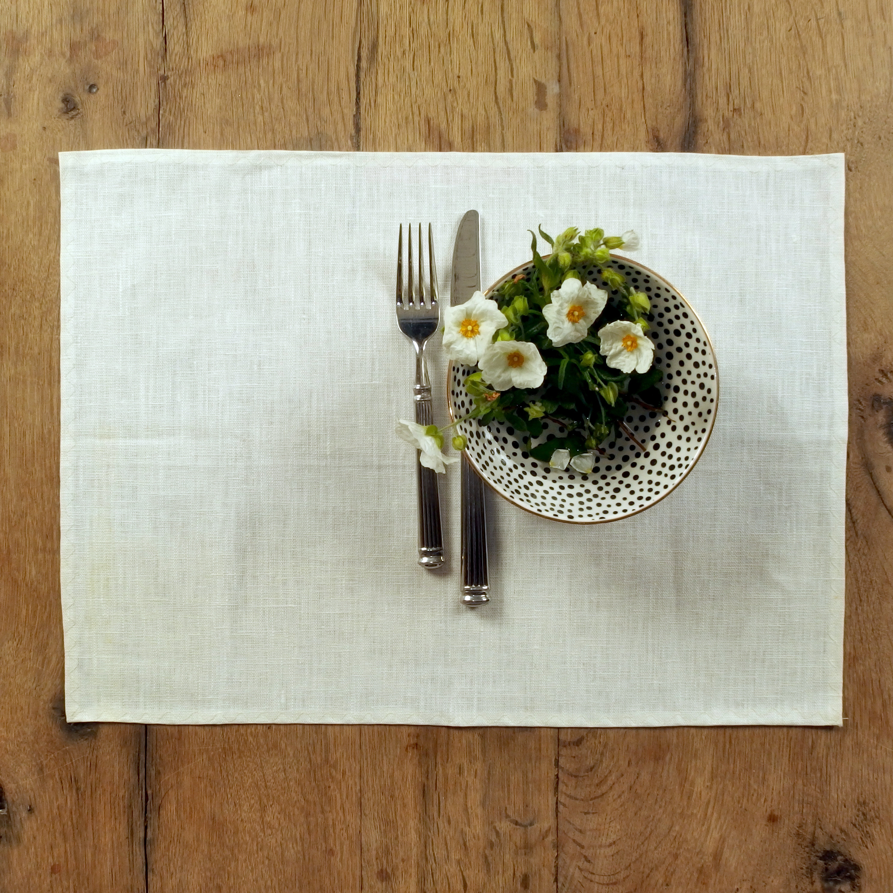 Ensemble de Deux Napperons en Lin Enduits Blanc Cassé Qui Sont Faciles à Essuyer Propre, Fabriqués L