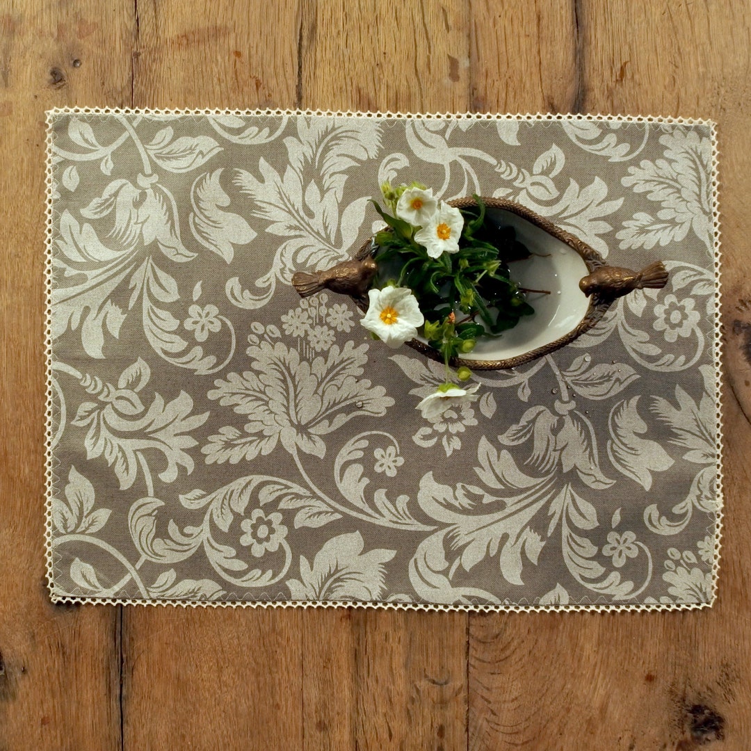 Set of Two Coated Placemats With Classic French Pattern in Cotton