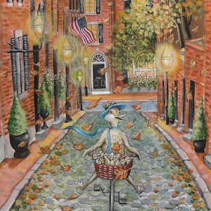 Make Way for Ducklings on Acorn Street, Boston Art Print, Boston Public Garden, Acorn Street, gift, print for child&#39;s room,  baby nursery