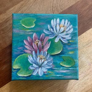 Water lilies Acrylic Painting, original painting of water lilies , gift