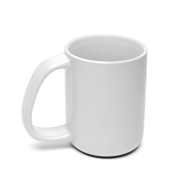 White Ceramic Mug - Large Handle, Ergonomic Design, Slip-free Grip, Dishwasher Microwave Safe, Perfect Gift, 12 oz