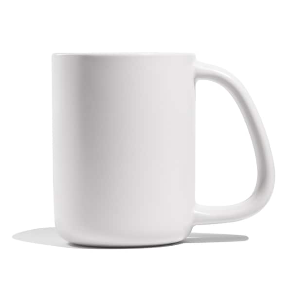 CURVD Ergonomic Coffee Mug: 12oz Matte White Ceramic