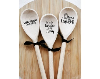 Gilmore Girls Lorelai and Rory hand stamped vintage spoon set