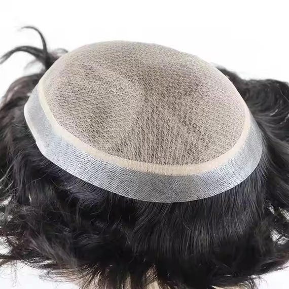 Vecchio 1B65 Capelli 100% Sistema Di Capelli Umani Unà Protesi Capillare Uomini Parrucche Durevoli Per Gli Uomini 0.1mm Pieno Pu Protesi Per Capelli Maschili - Foto 9