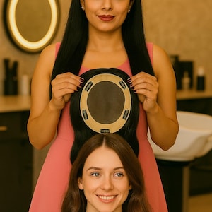 20インチ モノレース 人毛 かつら 女性用 - フリーパーツ ナチュラル ブラック カラー、テープオン PU エッジ、抜け毛対策 通気性 ヘアピース