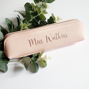 Gepersonaliseerde etui leraar, gepersonaliseerd cadeau leraar, gepersonaliseerde make-uptas, mini-accessoiredoosje, klein make-uptasje, monogramtas