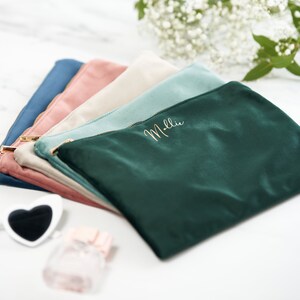 Personalised Velvet Accessory Case / Velvet Make Up Bag / Custom Bridesmaid Pouch image 2