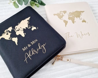 Organizador de viajes personalizado, Cartera de viaje, Titular del pasaporte, Regalo de viaje, Organizador de vacaciones, Organizador familiar, Regalo de boda personalizado