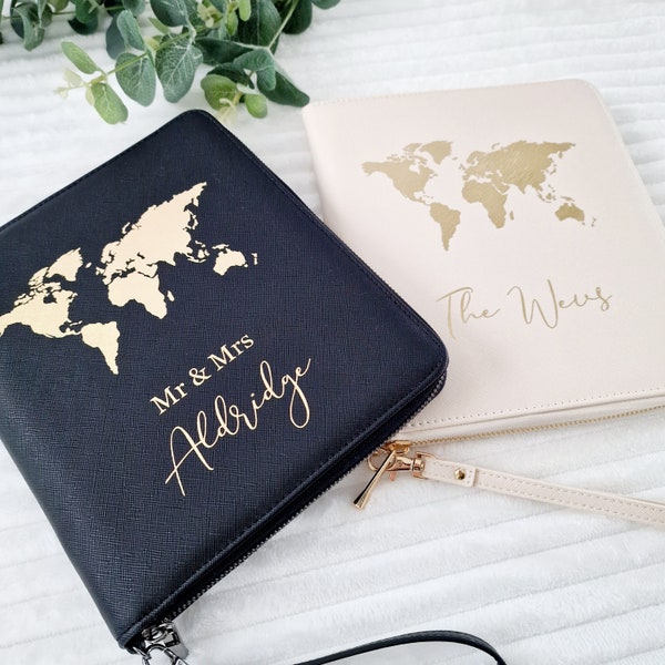 Personalised Travel Organiser, Travel Wallet, Passport Holder, Travel Gift, Holiday Organiser, Family Organiser, Personalised Wedding Gift