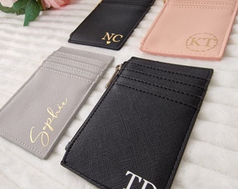 Personalised Card Holder, Monogram Purse, Vegan Leather Wallet, PU leather coin purse, Women's Wallet, Bridesmaid Gift, Gift for Her