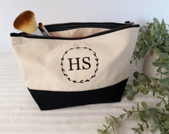 Personalised Make Up Bag, Bridesmaid Gift, Personalised Cosmetic Bag, Gift For Her, Custom Toiletry Case, Cotton Canvas Bag,