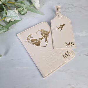 Estuche para pasaporte personalizado, funda para pasaporte personalizada, etiqueta de equipaje personalizada, set de viaje, regalo para ella, boda, diseño mundial