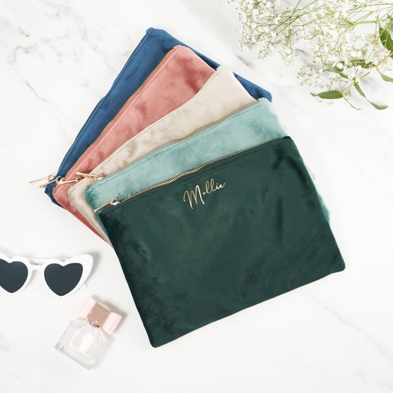 Personalised Velvet Accessory Case / Velvet Make Up Bag / Custom Bridesmaid Pouch
