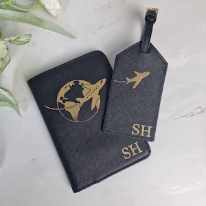 Estuche para pasaporte personalizado, funda para pasaporte personalizada, etiqueta de equipaje personalizada, set de viaje, regalo para ella, boda, diseño mundial