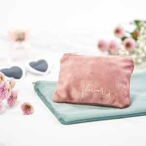 Personalised Velvet Accessory Case / Velvet Make Up Bag / Custom Bridesmaid Pouch image 3