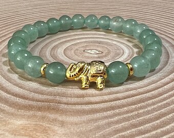 Bracelet pour enfants en aventurine avec éléphant