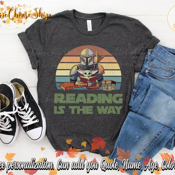 Mandalorian Baby Yoda Teacher Reading Shirt Funny Star Wars Librarian Shirt Reading Disney Shirt National Reading Month Tee Reading Shirt