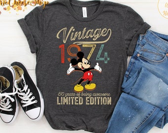 Personalized Vintage 1974 Limited Edition Mickey Tshirt, Disney 50th Birthday Anniversary 2024 Sweatshirt