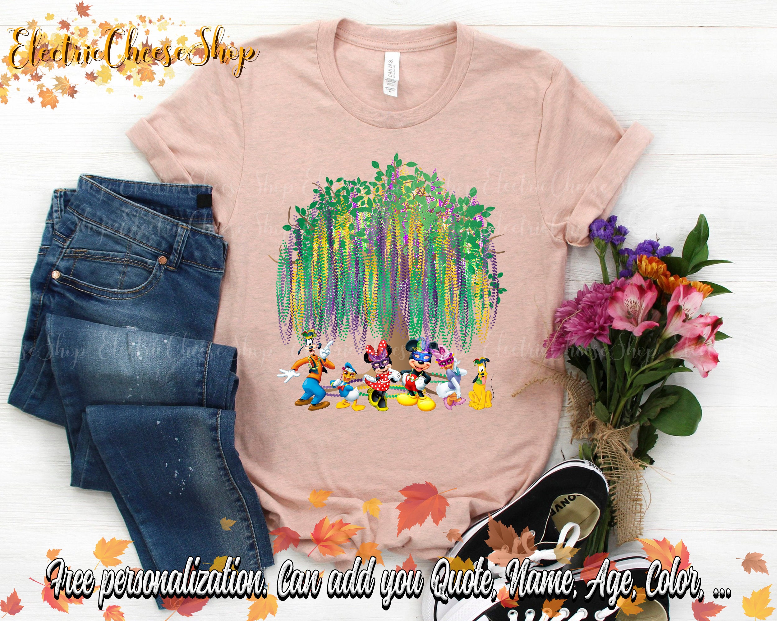 Disney Mardi Gras Tree Shirt, Watercolor Mardi Gras Bead Tree