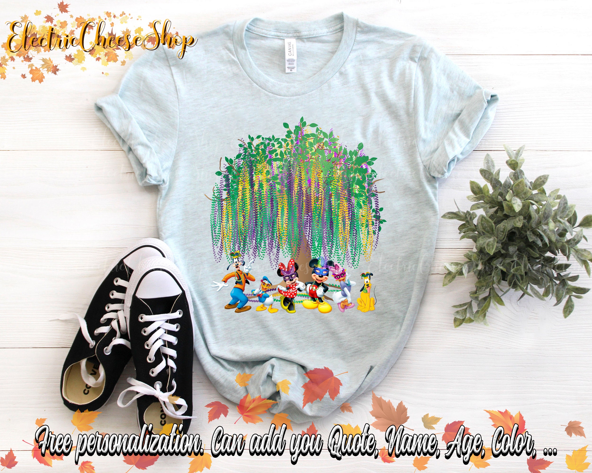 Disney Mardi Gras Tree Shirt, Watercolor Mardi Gras Bead Tree