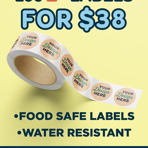 2" Custom Sticker Roll | 250 Vinyl Labels | Product Label Roll | Business Marketing | Circle Stickers | Event Labels | Weatherproof Labels