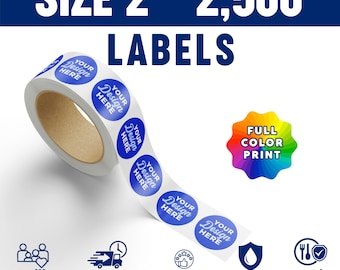 2500 Custom 2 Inch Circles, personalized logo stickers, product packaging labels, full color business labels
