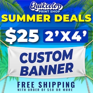 Custom Vinyl Banner | Next Day Shipping | Full Color Banner | Logo Advertising Sign | Business Marketing Banner | Trade Show Banner