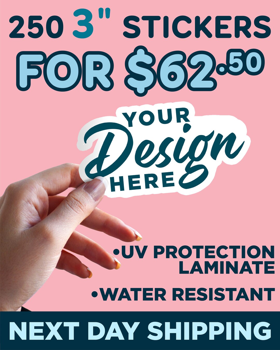 250 3 Custom Die Cut Sticker Choice of Size Fullcolor Stickers