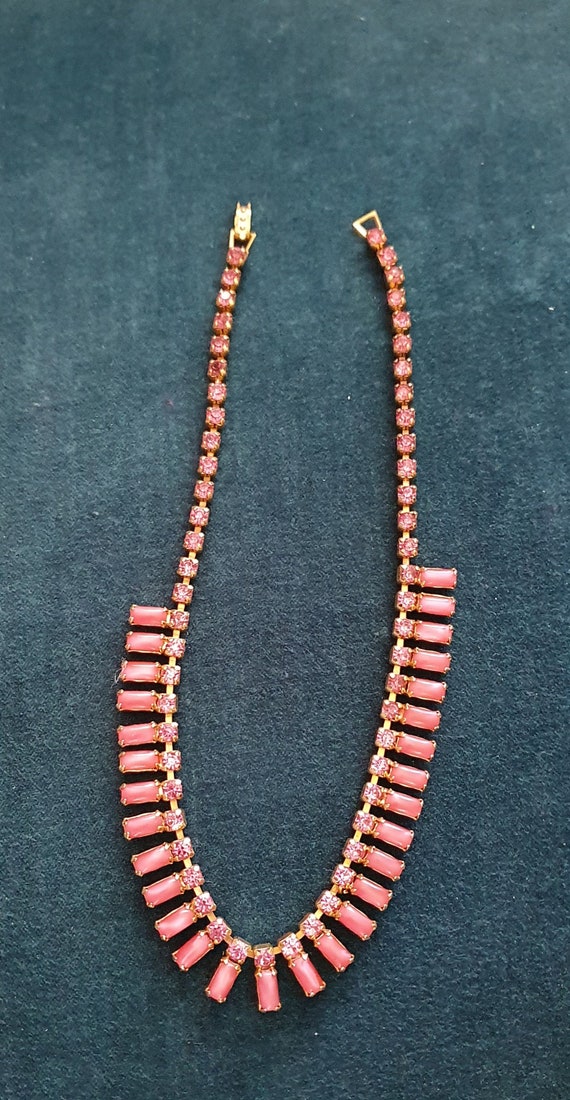 Vintage 1940s-1950s lovely pink celluloid & rhines
