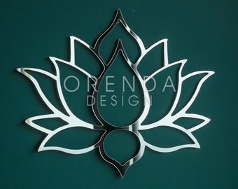 Lotus Flower Wall Decor & Sacred Geometry Wall Decor Home Decoration Spiritualizm Meditation Silver