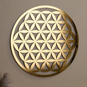 Golden Flower of Life Wall Art - Sacred Geometry Decor for Spiritual Home Decor