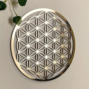 Golden Flower of Life Wall Art - Sacred Geometry Decor for Yoga Space