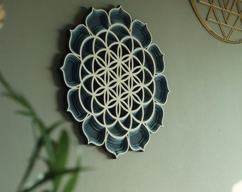 Meditation Wall Art: Sacred Geometry Flower of Life Mandala - Laser Cut Boho Decor - Spiritual Home Accents