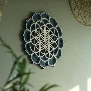Laser Cut Flower of Life Mandala: Sacred Geometry Wood Wall Art