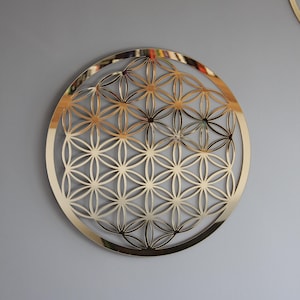 Gold Flower of Life Wall Art: Sacred Geometry Decor